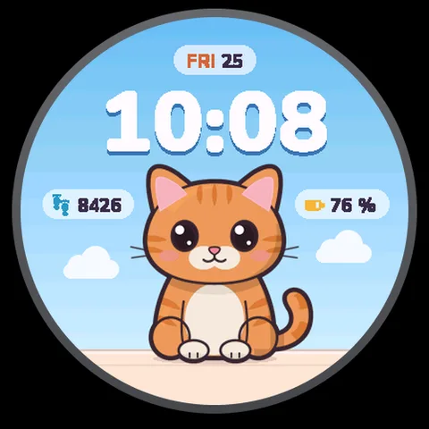 Astra Kitten watch face for Garmin. A characterful cat design that brings a lighter touch to the day.