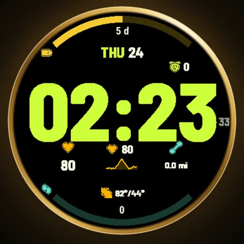 Astra Run watch face for Garmin. A bold, legible time display with a running-inspired layout.