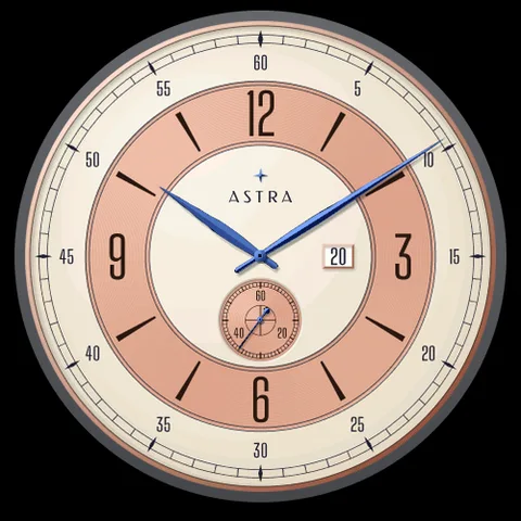 Quadrante Astra Sector per Garmin. Un quadrante settoriale Art Déco bicolore con numeri slanciati, minuteria a binario e piccoli secondi a ore 6.
