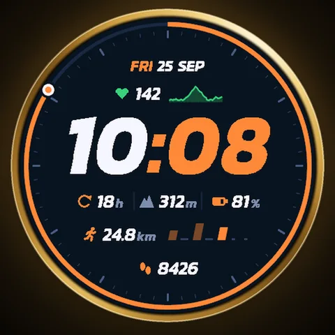 Astra Stride watch face for Garmin. A sport-focused display made with running in mind.